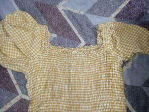 Yellow Gingham Smocked Top