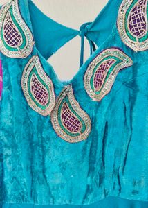 Elegant Teal and Magenta Anarkali Dress