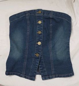 Max cares Denim Strapless Corset Top