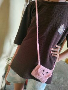 Cute Crocheted Pink Mini Bag
