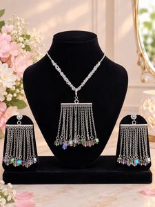 Elegant Silver Necklace and Earring Set