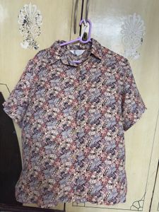 Vintage Floral Print Short Sleeve Shirt