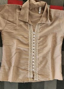 Classic Button-Down Shirt with Lace Detail