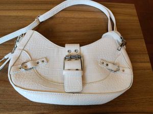 Chic White Embossed Shoulder Bag