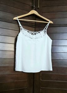 GINGER Women White Pearl Beaded Sleeveless Top