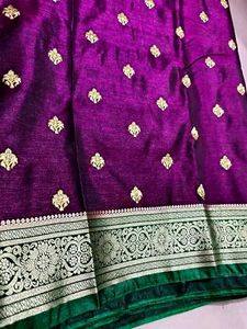 Green &amp; Purple Banarasi Saree