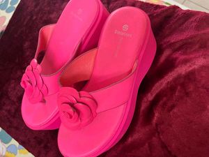 NoHot Pink Platform Flip Flops