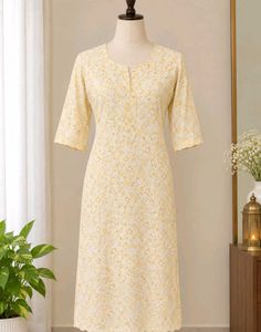 Yellow Floral Print Kurta