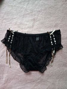 Lace Trim Black Panties