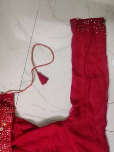 Red Embellished Kurta Set
