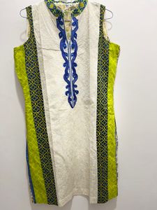 Green & Off White Kurti
