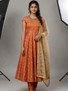 Elegant Orange Kurta Set with Dupatta