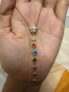 Anti Tarnish | Star &amp; Rainbow Gemstone Necklace