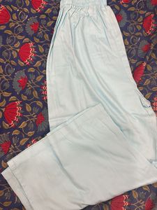 Light Blue Floral Printed Kurta with palazzo pants