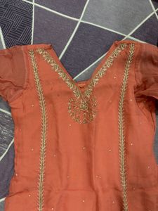 Elegant Peach Kurta Set🧡