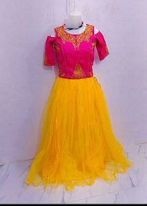 Pink &amp; Yellow Lehenga Choli Set
