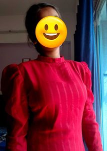 new fashion Red Mock Neck  kurti