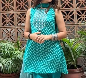 Beautiful Teal Kurta with Mirror Work