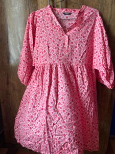 Pink Floral Print Summer Dress