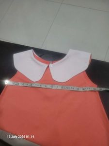 Coral Top with Peter Pan Collar