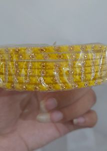 Yellow &amp; Sea BLUE Coloured Sequence Bangle/ Chudi Set