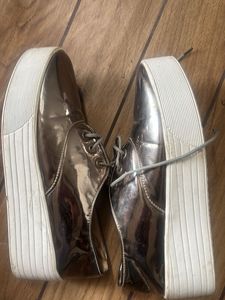 Shiny Metallic Lace-Up Shoes