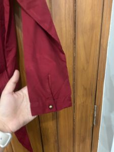 Maroon Tie-Front Satin Top