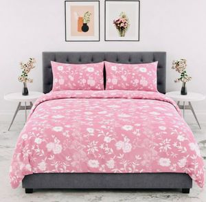 Pink Floral Double bedsheet Set