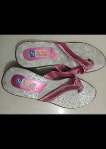 Pink & Silver Embellished Flip Flops