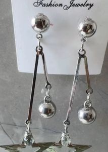 Silver Star Drop Earrings