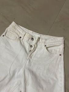 White Button-Fly Jeans
