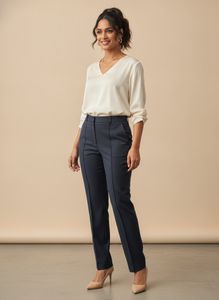 Women's Dark Blue Dress Pants- Stiched