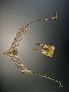 Golden silver Stone Necklace and Earring Set