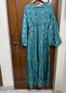 Teal Blue Floral Dress/Gown