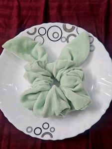 Mint Green Bunny Scrunchies - Velvet