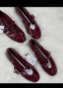ZARA Burgundy Patent Flats