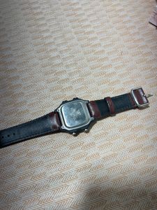 Stylish Digital Watch with Brown Leather Strap