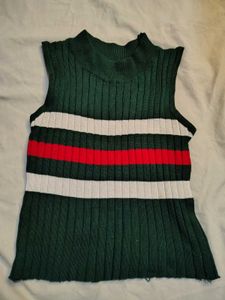Sleeveless Striped Knit Top