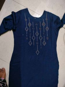 Blue Embellished Kurti with Pants