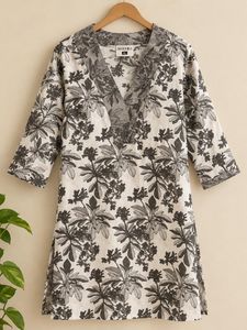 Stylish Floral Print Kurta