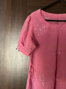 Pink Embellished Kurti DRESS 🩷☀️