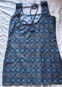 Blue Geometric Print Mini kurta