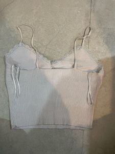 Ribbed Lace Trim Cami Top