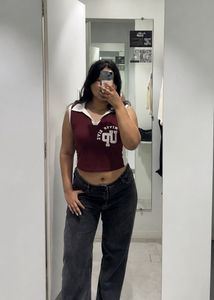 Maroon "Never Give Up" Crop Top