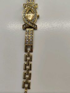 Sparkling Gold Watch with Rhinestones