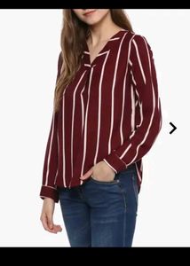 Maroon Striped V-Neck Top