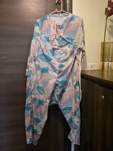 Pastel Abstract Print Pathani style Coord set