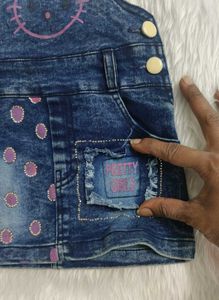 Adorable Hello Kitty Denim Overalls Dress for Girl
