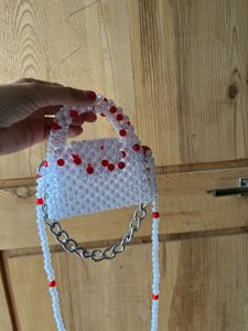 Chic Beaded Red Mini Handbag