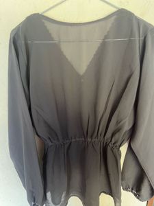 Elegant Sheer Lace Trim Blouse